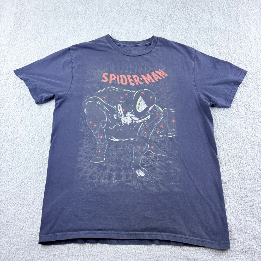 Spider-Man Symbiote Graphic T-Shirt Men M Black Marvel Comics Distressed Tee